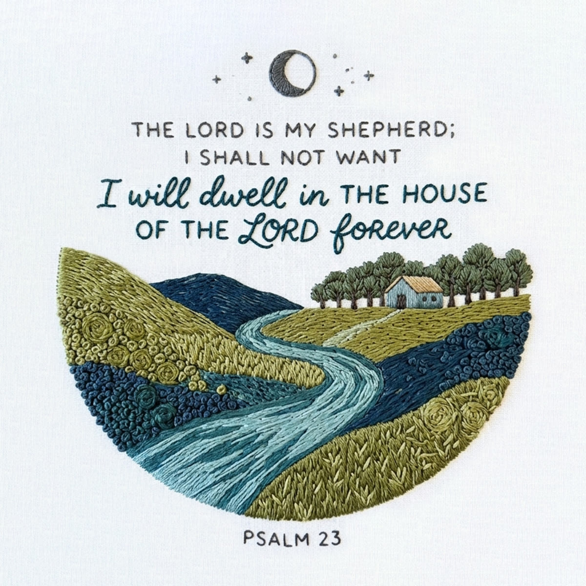 Rubbyoo Embroidery Kit - The Lord Is My Shepherd | Psalm 23 | Modern Biblical Landscape Home Accent - image 8