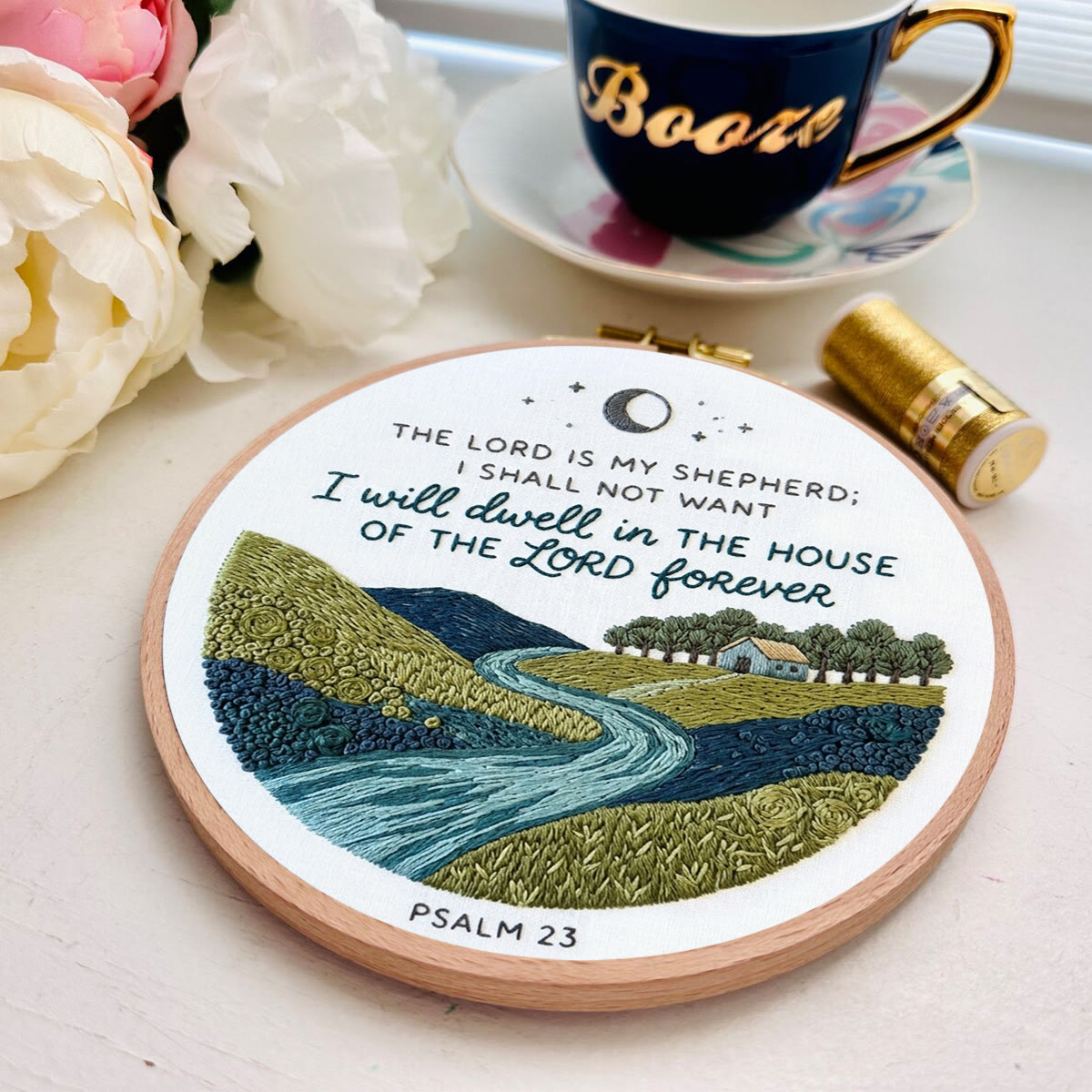 Rubbyoo Embroidery Kit - The Lord Is My Shepherd | Psalm 23 | Modern Biblical Landscape Home Accent - image 6