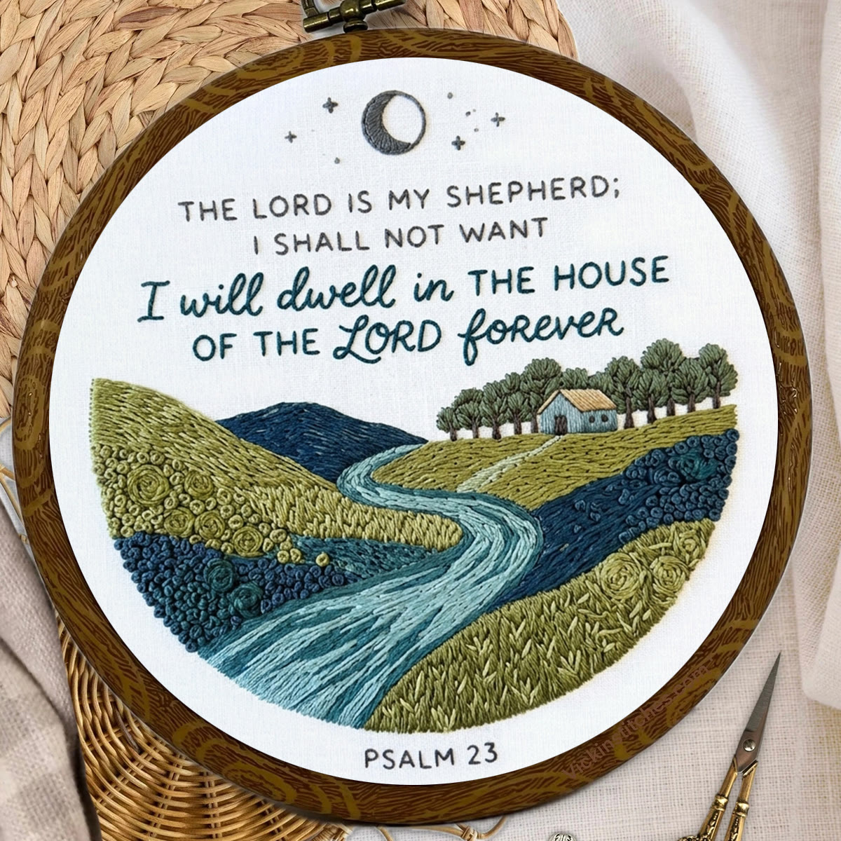 Rubbyoo Embroidery Kit - The Lord Is My Shepherd | Psalm 23 | Modern Biblical Landscape Home Accent - image 7