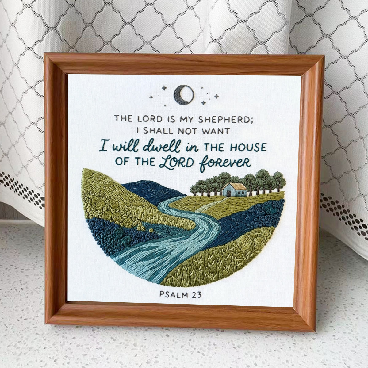 Rubbyoo Embroidery Kit - The Lord Is My Shepherd | Psalm 23 | Modern Biblical Landscape Home Accent - Embroidery Kit Plus An Extra Frame - image 9