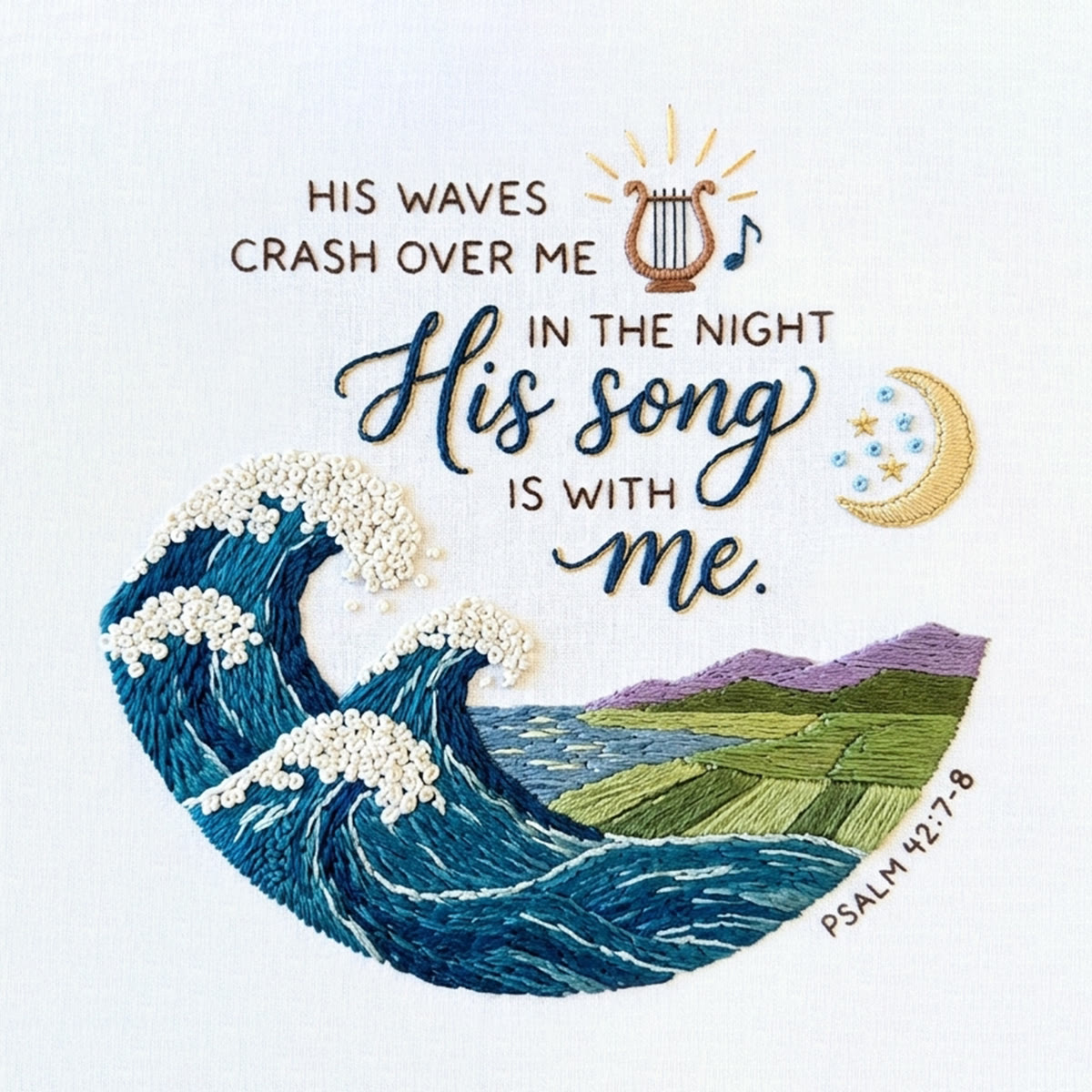 Rubbyoo Embroidery Kit - His Song Is With Me | Psalm 42:7-8 Christian Art | Unique Religious Gift For Encouragement - image 9