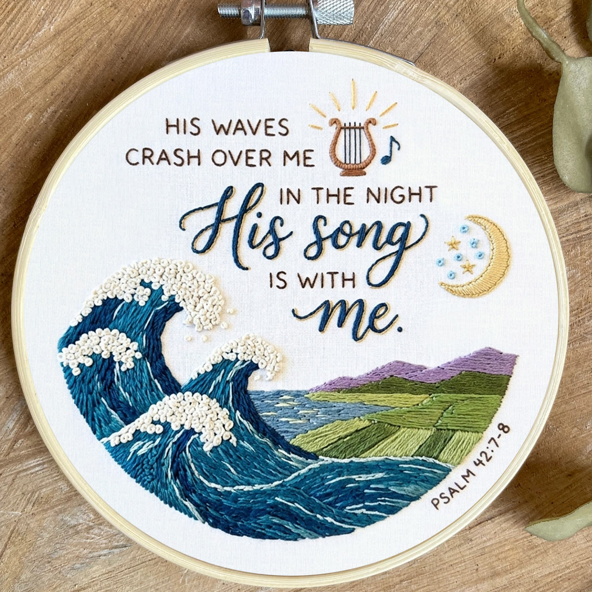 Rubbyoo Embroidery Kit - His Song Is With Me | Psalm 42:7-8 Christian Art | Unique Religious Gift For Encouragement - image 5