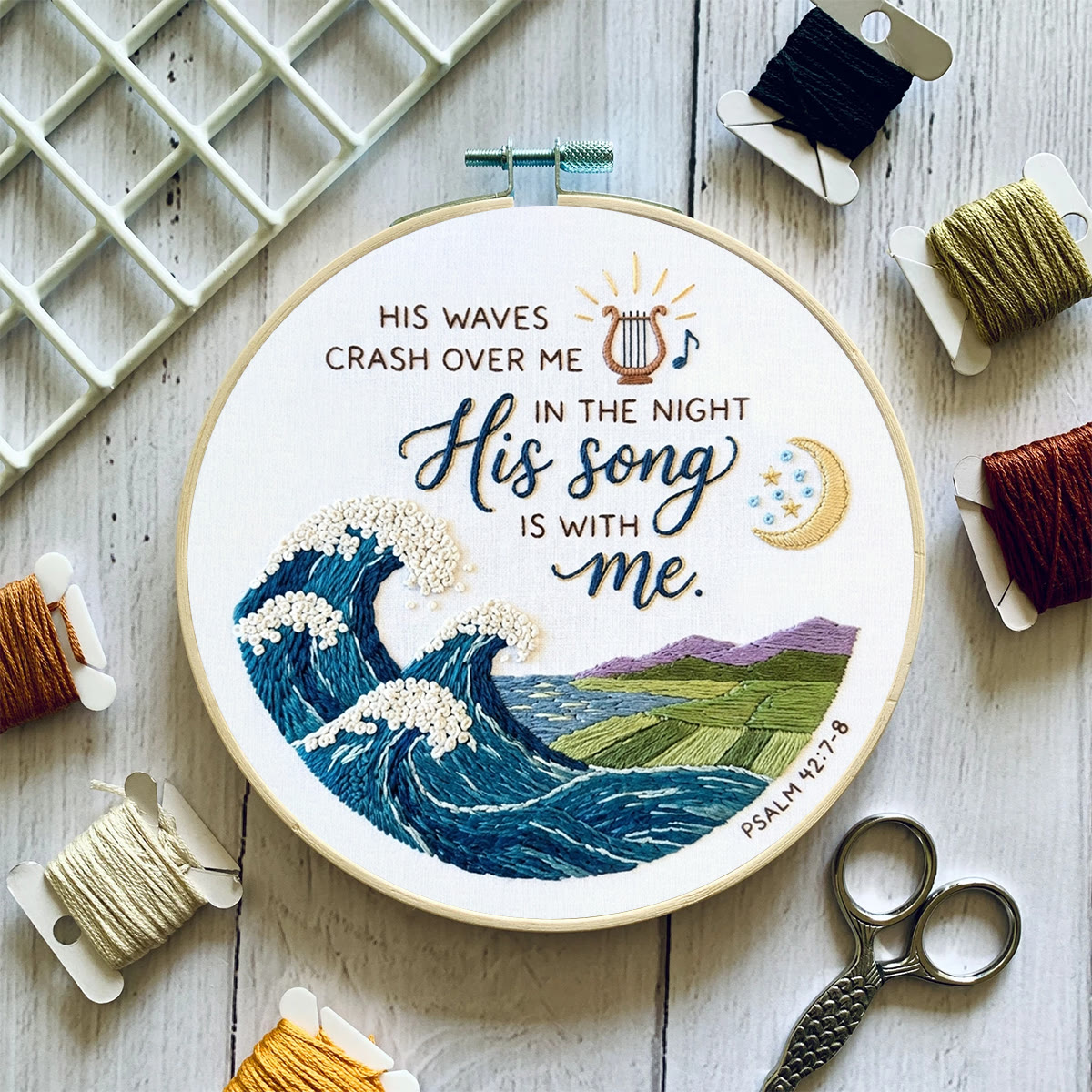 Rubbyoo Embroidery Kit - His Song Is With Me | Psalm 42:7-8 Christian Art | Unique Religious Gift For Encouragement - image 6