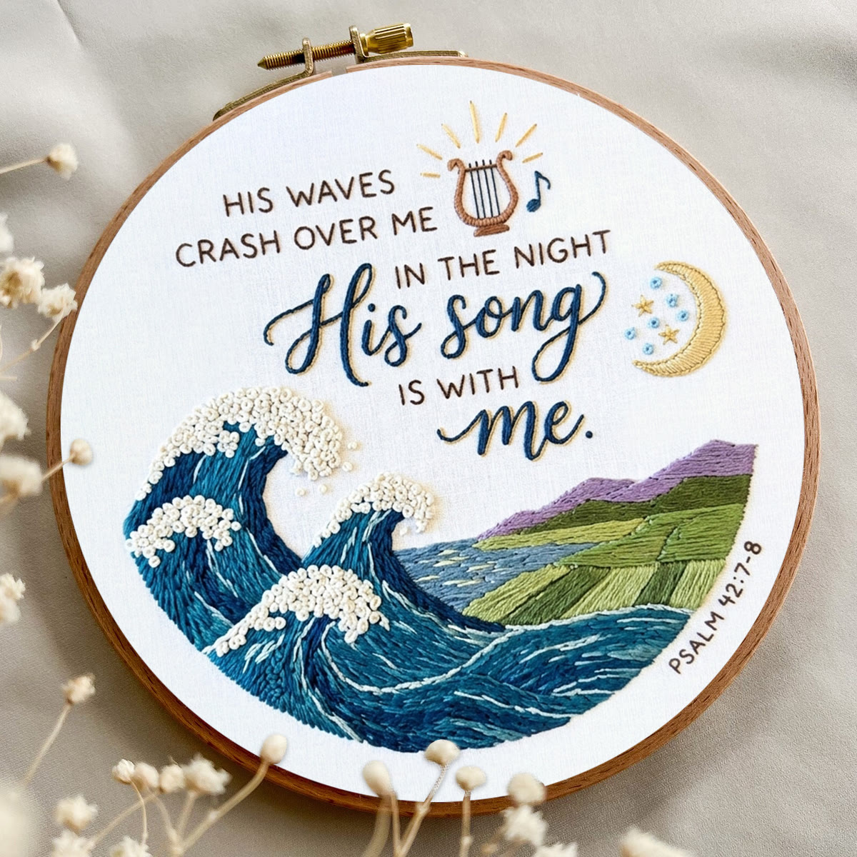 Rubbyoo Embroidery Kit - His Song Is With Me | Psalm 42:7-8 Christian Art | Unique Religious Gift For Encouragement - image 7