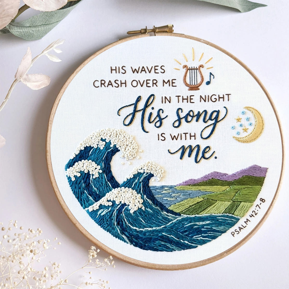 Rubbyoo Embroidery Kit - His Song Is With Me | Psalm 42:7-8 Christian Art | Unique Religious Gift For Encouragement - image 8