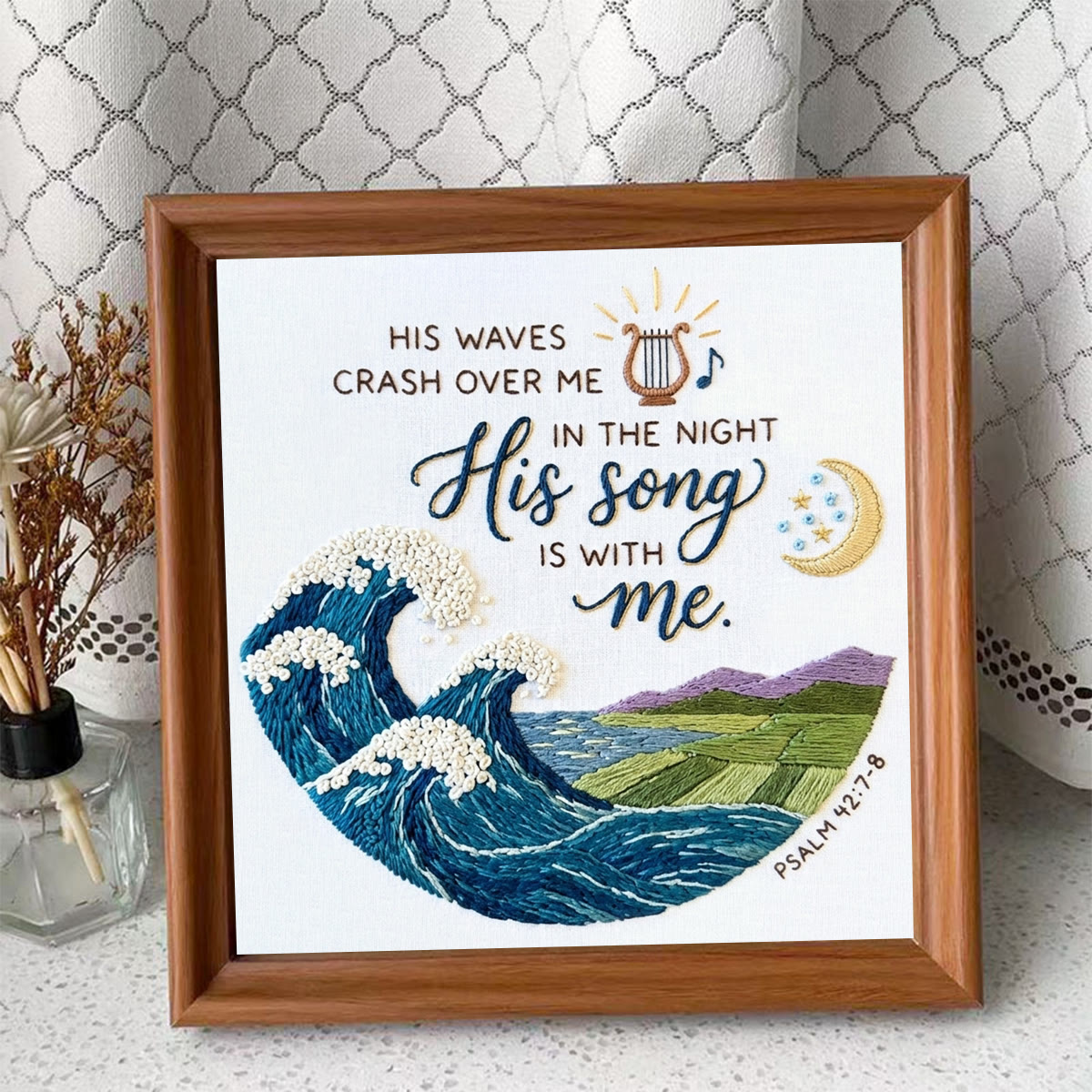 Rubbyoo Embroidery Kit - His Song Is With Me | Psalm 42:7-8 Christian Art | Unique Religious Gift For Encouragement - Embroidery Kit Plus An Extra Frame - image 10