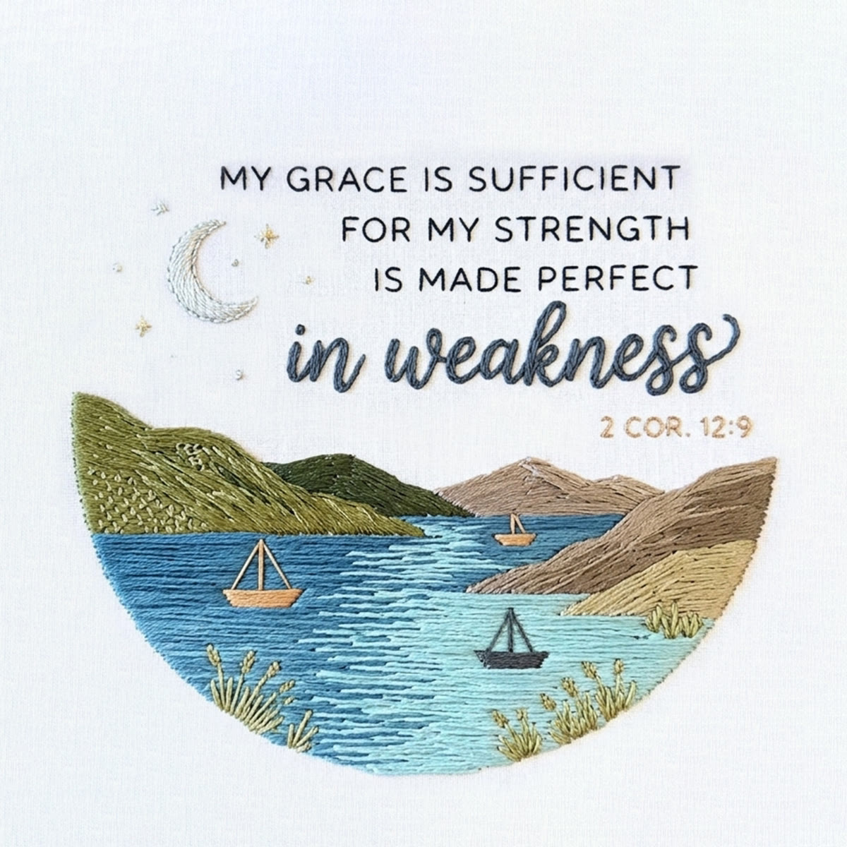 Rubbyoo Embroidery Kit - My Grace Is Sufficient | 2 Cor. 12:9 Modern Christian  Decor | Hand-stitched Coastal Embroidery Art - image 9