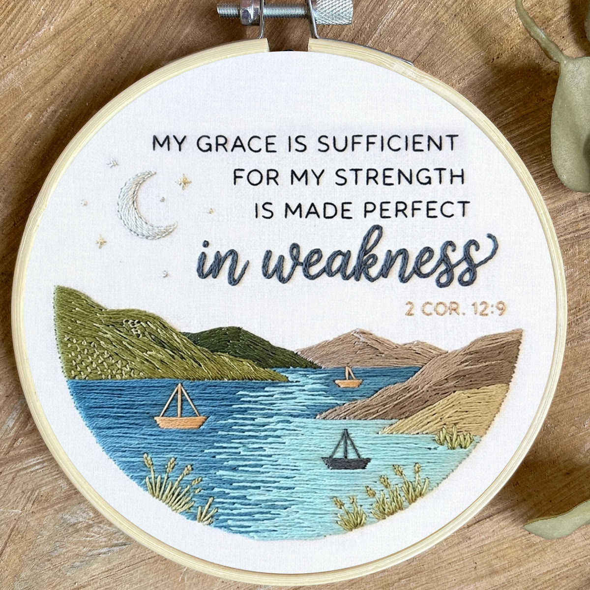 Rubbyoo Embroidery Kit - My Grace Is Sufficient | 2 Cor. 12:9 Modern Christian  Decor | Hand-stitched Coastal Embroidery Art - image 4