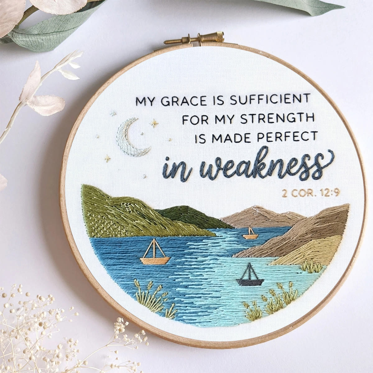 Rubbyoo Embroidery Kit - My Grace Is Sufficient | 2 Cor. 12:9 Modern Christian  Decor | Hand-stitched Coastal Embroidery Art - image 8