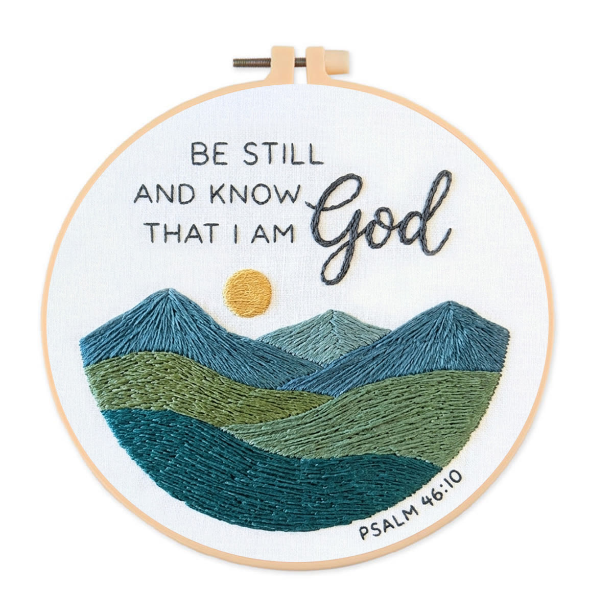 Rubbyoo Embroidery Kit - Be Still And Know That I Am God | Psalm 46:10 | Modern Faith Home Decor - 20*20cm - image 1