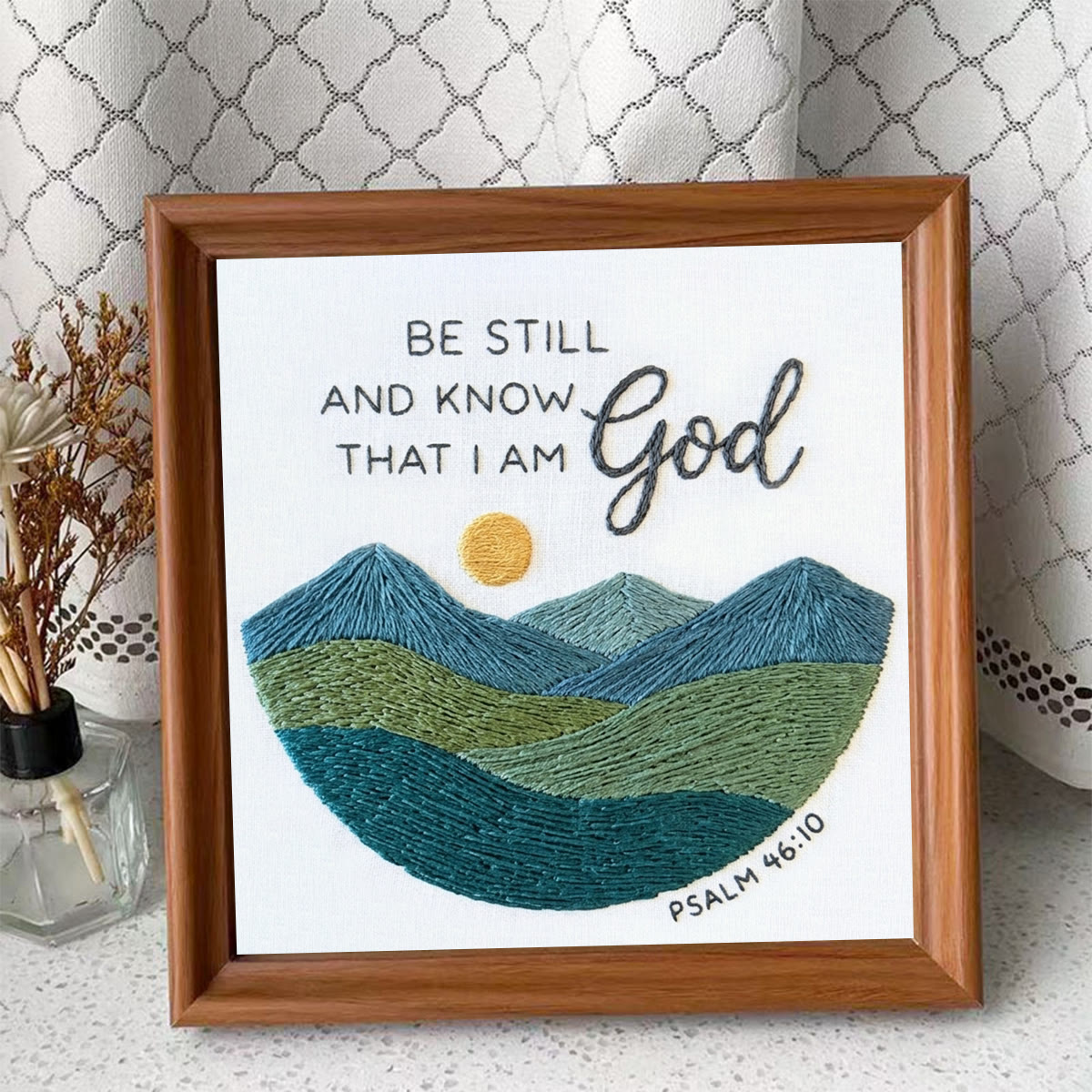 Rubbyoo Embroidery Kit - Be Still And Know That I Am God | Psalm 46:10 | Modern Faith Home Decor - Embroidery Kit Plus An Extra Frame - image 10