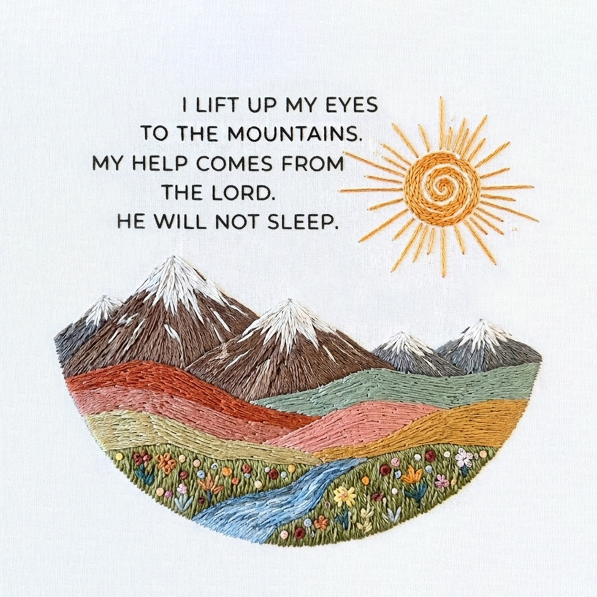 Rubbyoo Embroidery Kit - I Lift Up My Eyes To The Mountains | Psalm 121:1 | Christian Snow Mountain Wall Decor - image 9
