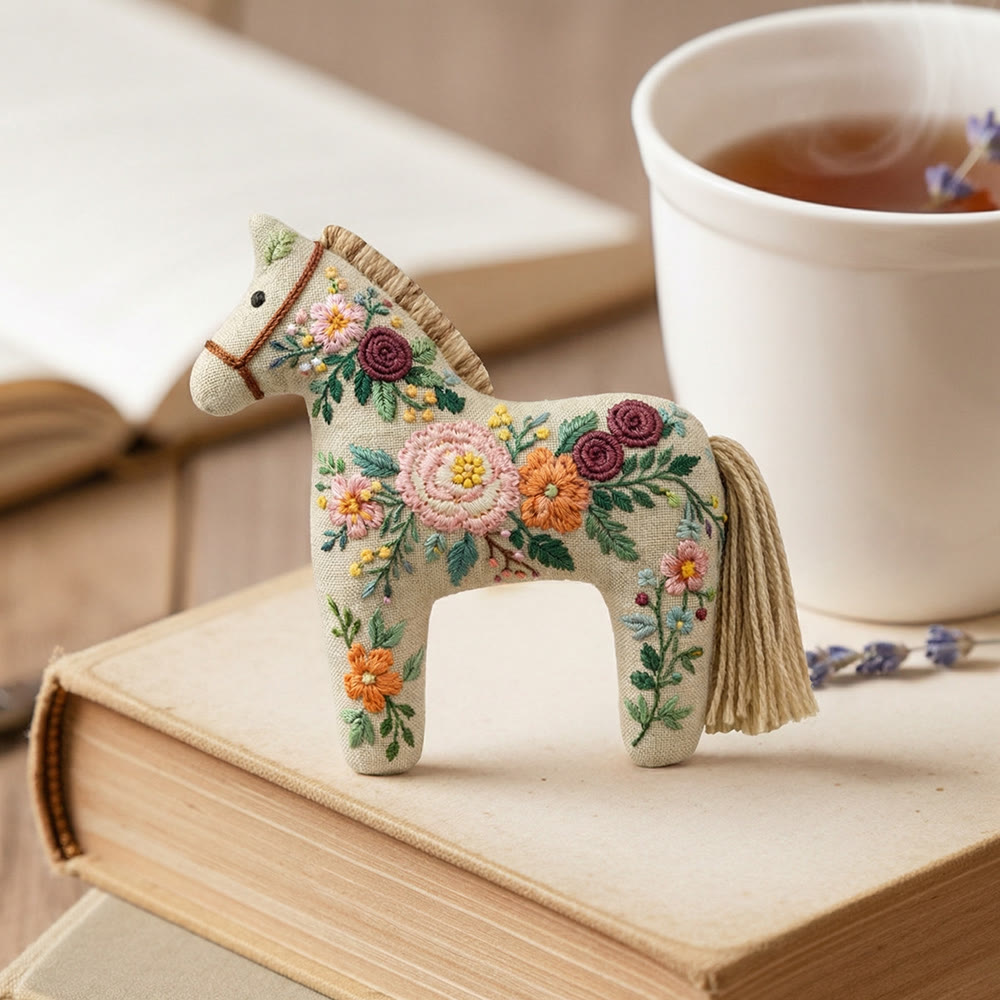 Rubbyoo Dala Horse Embroidery Kit - Blooming Flowers Design | Thoughtful Mother's Day Gift | Cozy Corner Decor - image 2