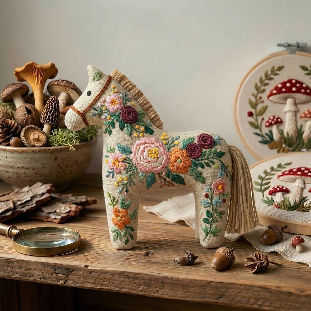 Rubbyoo Dala Horse Embroidery Kit - Blooming Flowers Design | Thoughtful Mother's Day Gift | Cozy Corner Decor - image 6
