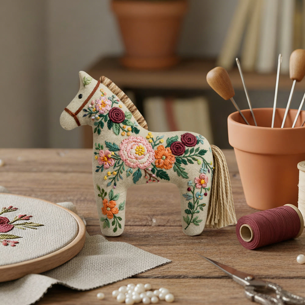 Rubbyoo Dala Horse Embroidery Kit - Blooming Flowers Design | Thoughtful Mother's Day Gift | Cozy Corner Decor - image 5