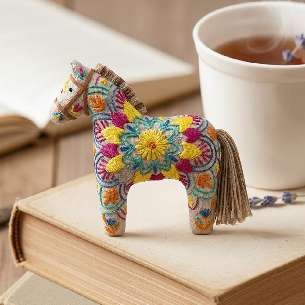 Rubbyoo Dala Horse Embroidery Kit - Kaleidoscope Floral Pattern | Eclectic Birthday Gift | Festival Fashion Accessory - image 3