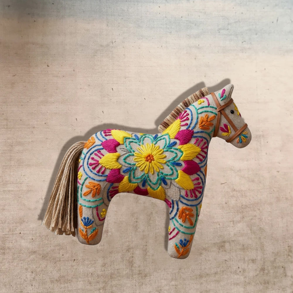 Rubbyoo Dala Horse Embroidery Kit - Kaleidoscope Floral Pattern | Eclectic Birthday Gift | Festival Fashion Accessory - image 9