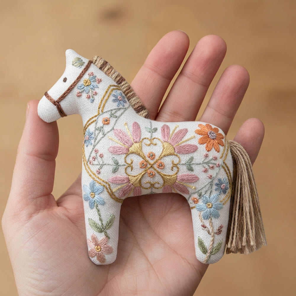 Rubbyoo Dala Horse Embroidery Kit - Pastel Petals | Sophisticated Gift For Her | Elegance Floral Charm - image 8