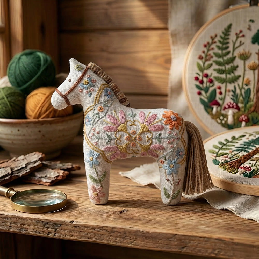 Rubbyoo Dala Horse Embroidery Kit - Pastel Petals | Sophisticated Gift For Her | Elegance Floral Charm - image 7