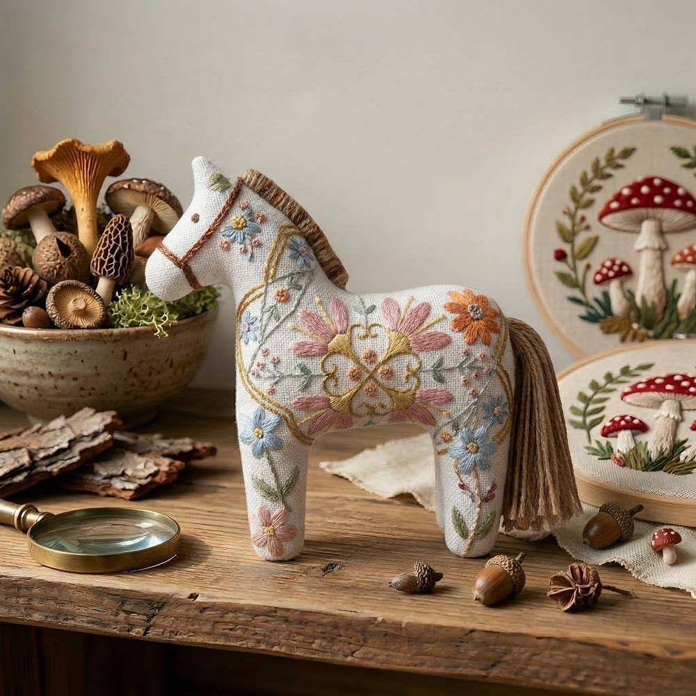 Rubbyoo Dala Horse Embroidery Kit - Pastel Petals | Sophisticated Gift For Her | Elegance Floral Charm - image 6