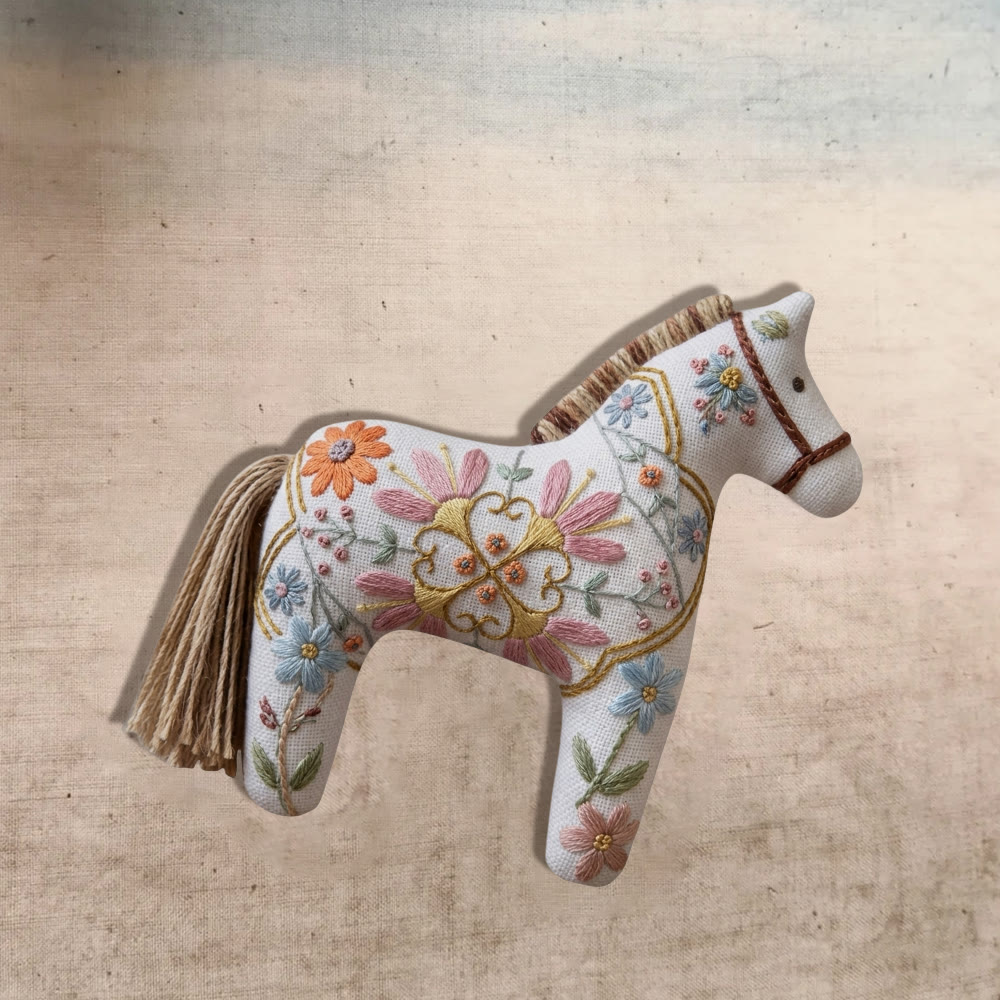 Rubbyoo Dala Horse Embroidery Kit - Pastel Petals | Sophisticated Gift For Her | Elegance Floral Charm - image 9
