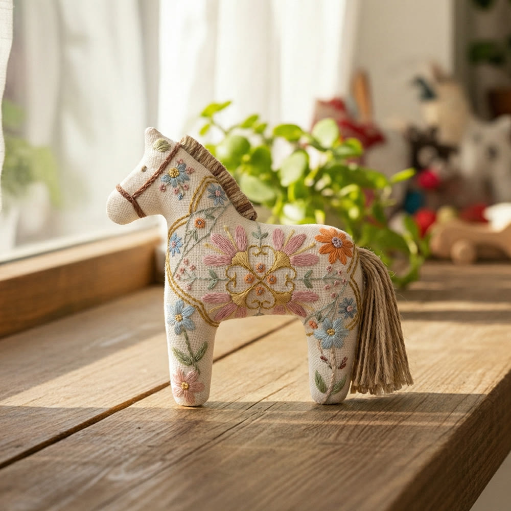 Rubbyoo Dala Horse Embroidery Kit - Pastel Petals | Sophisticated Gift For Her | Elegance Floral Charm - image 3
