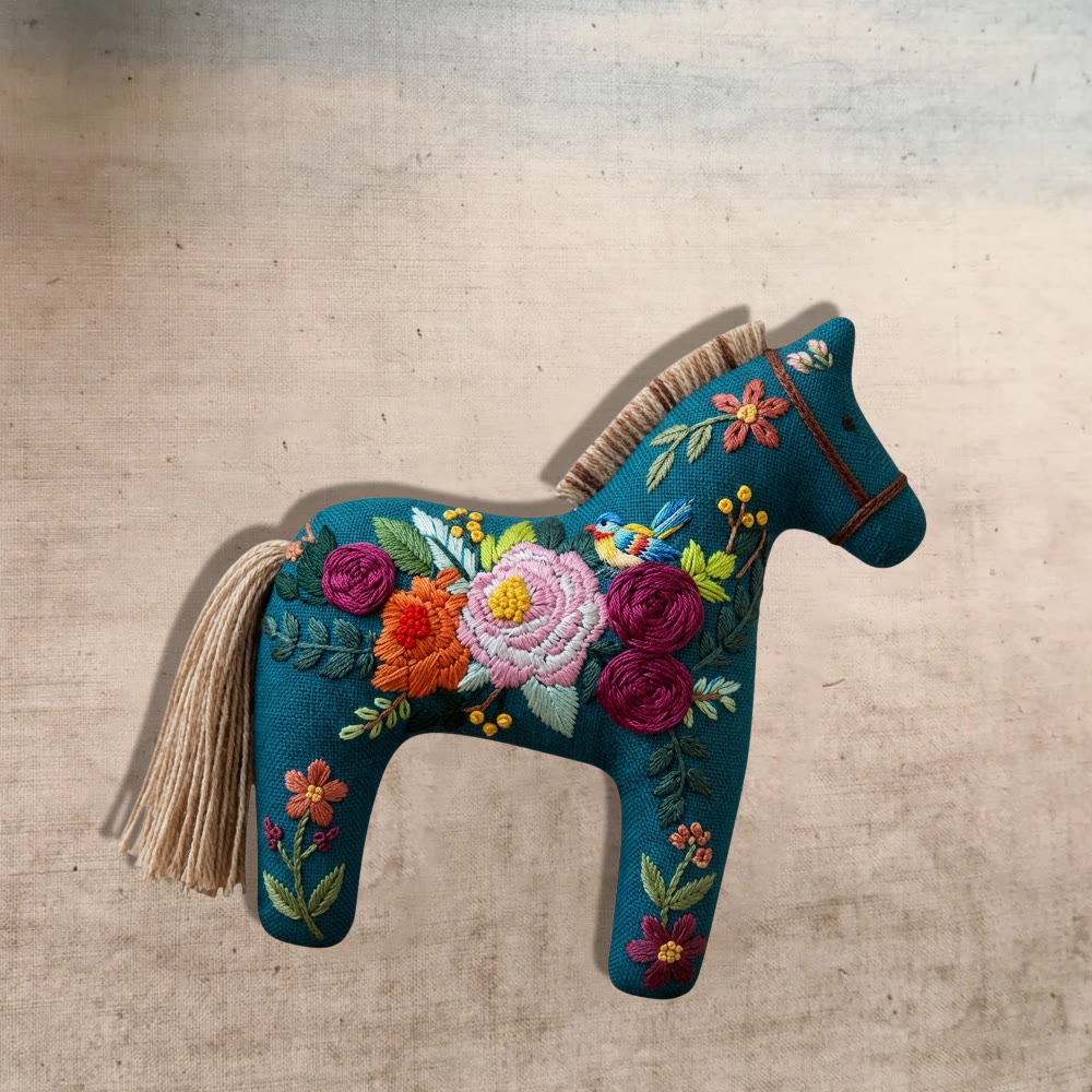 Rubbyoo Dala Horse Embroidery Kit - Blooming Roses And Peonies | Mother's Day Keepsake | Maximalist Hanging Decor - image 8