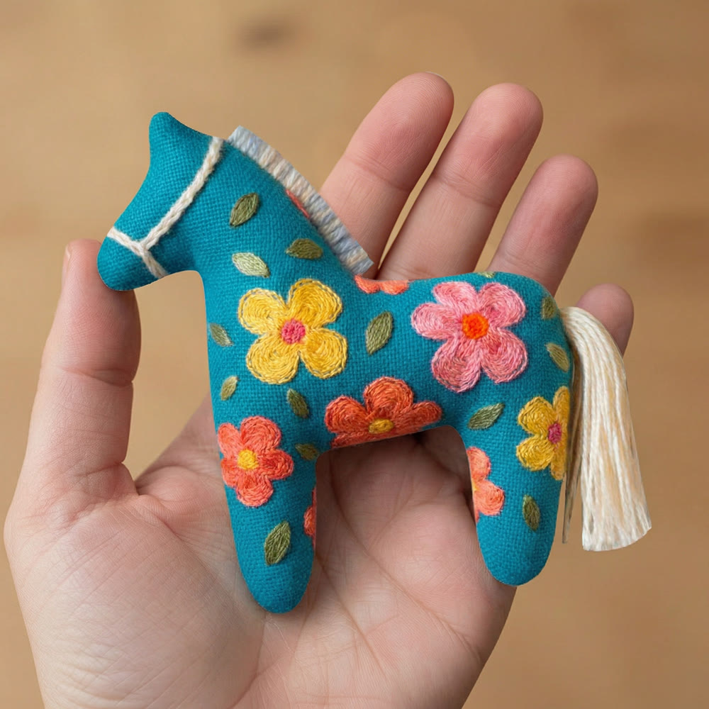 Rubbyoo Dala Horse Embroidery Kit - Simple Daisy Motif | Cute Gift For Friends | Cheerful Home Accents - image 8