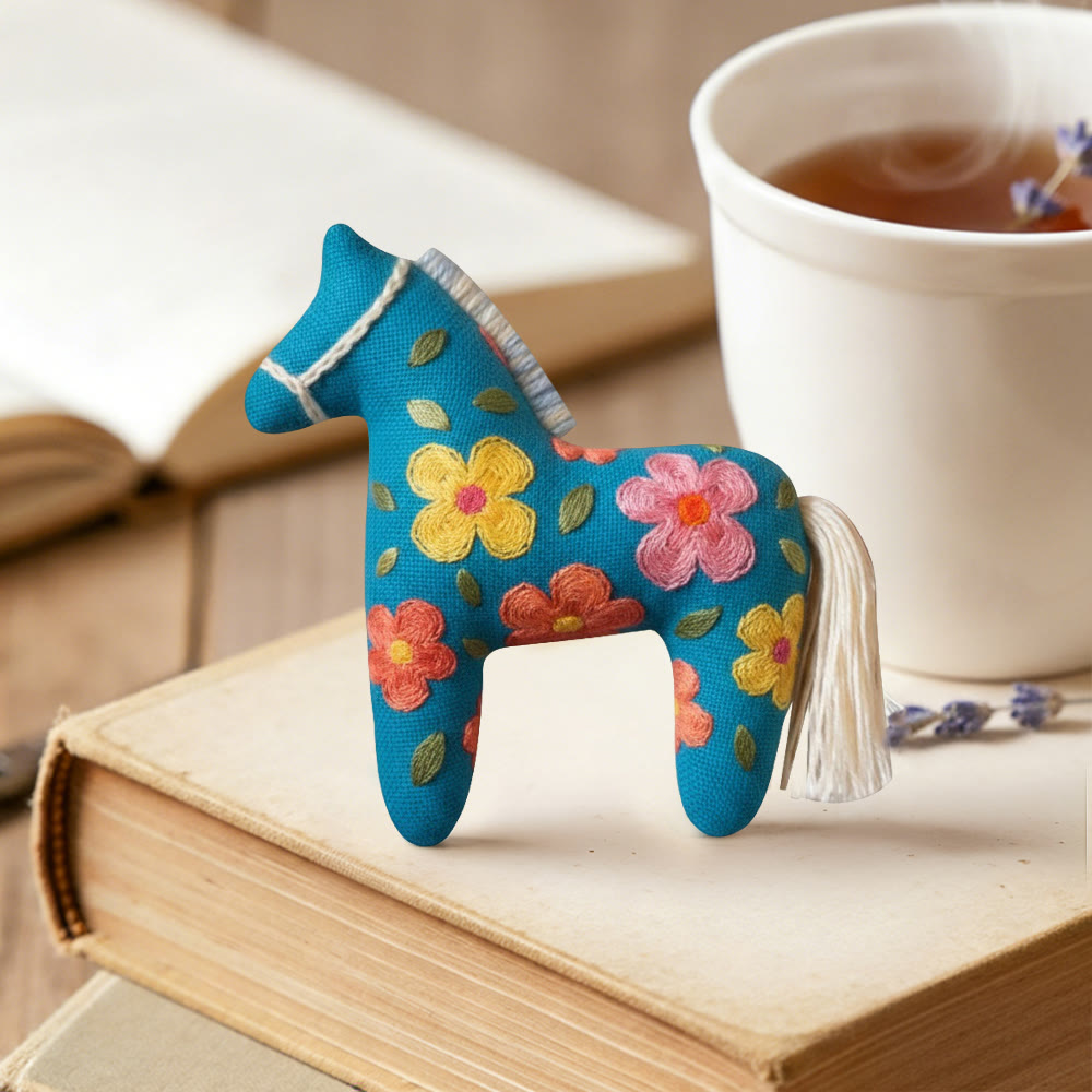 Rubbyoo Dala Horse Embroidery Kit - Simple Daisy Motif | Cute Gift For Friends | Cheerful Home Accents - image 2