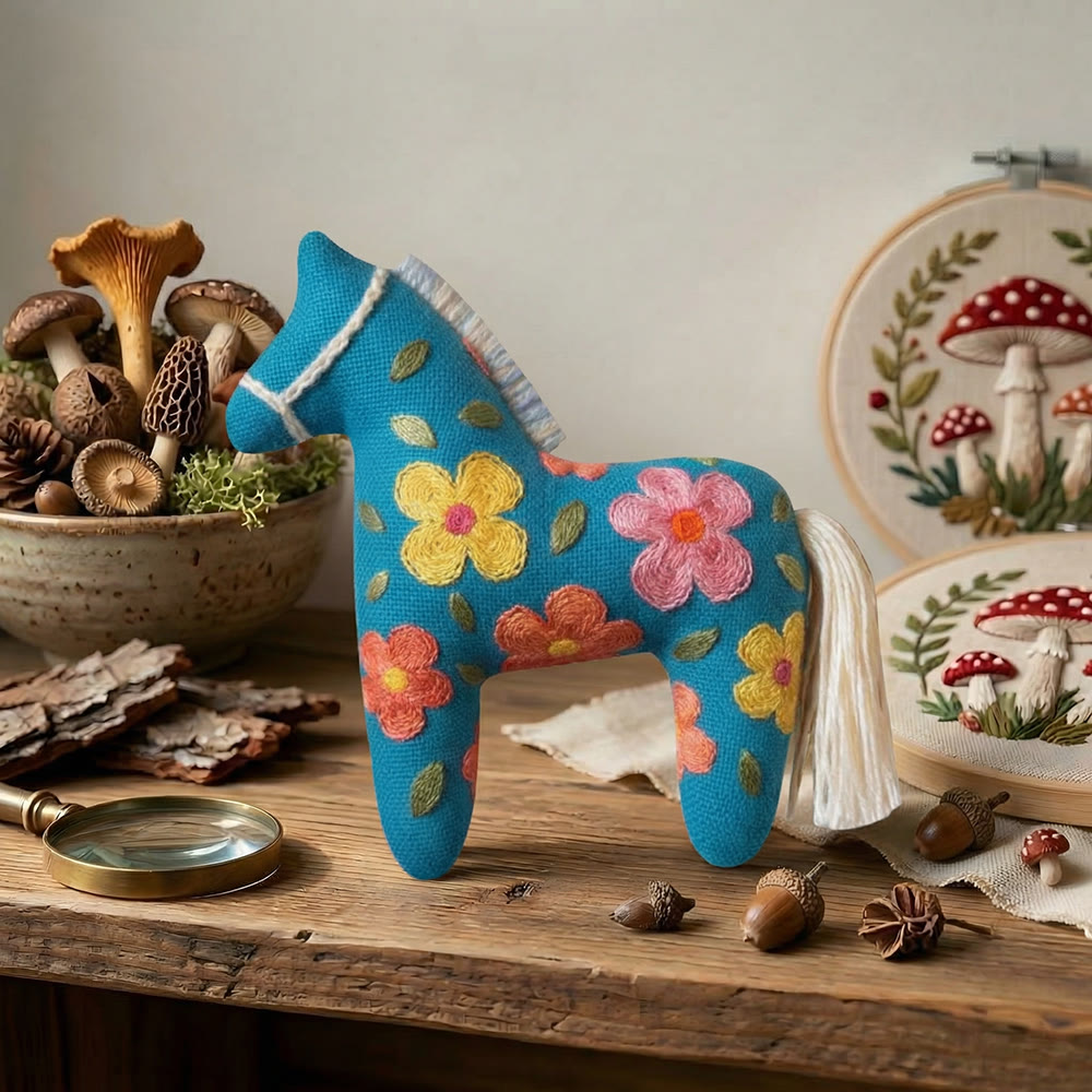 Rubbyoo Dala Horse Embroidery Kit - Simple Daisy Motif | Cute Gift For Friends | Cheerful Home Accents - image 6