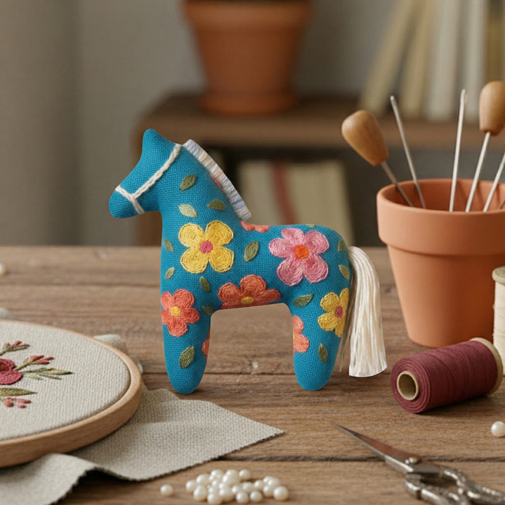 Rubbyoo Dala Horse Embroidery Kit - Simple Daisy Motif | Cute Gift For Friends | Cheerful Home Accents - image 7