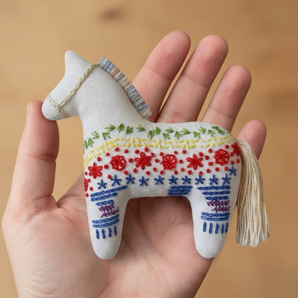 Rubbyoo Dala Horse Embroidery Kit - Tiny Flowers | Small Handmade Gift | Scandinavian Folk Art Ornament - image 9