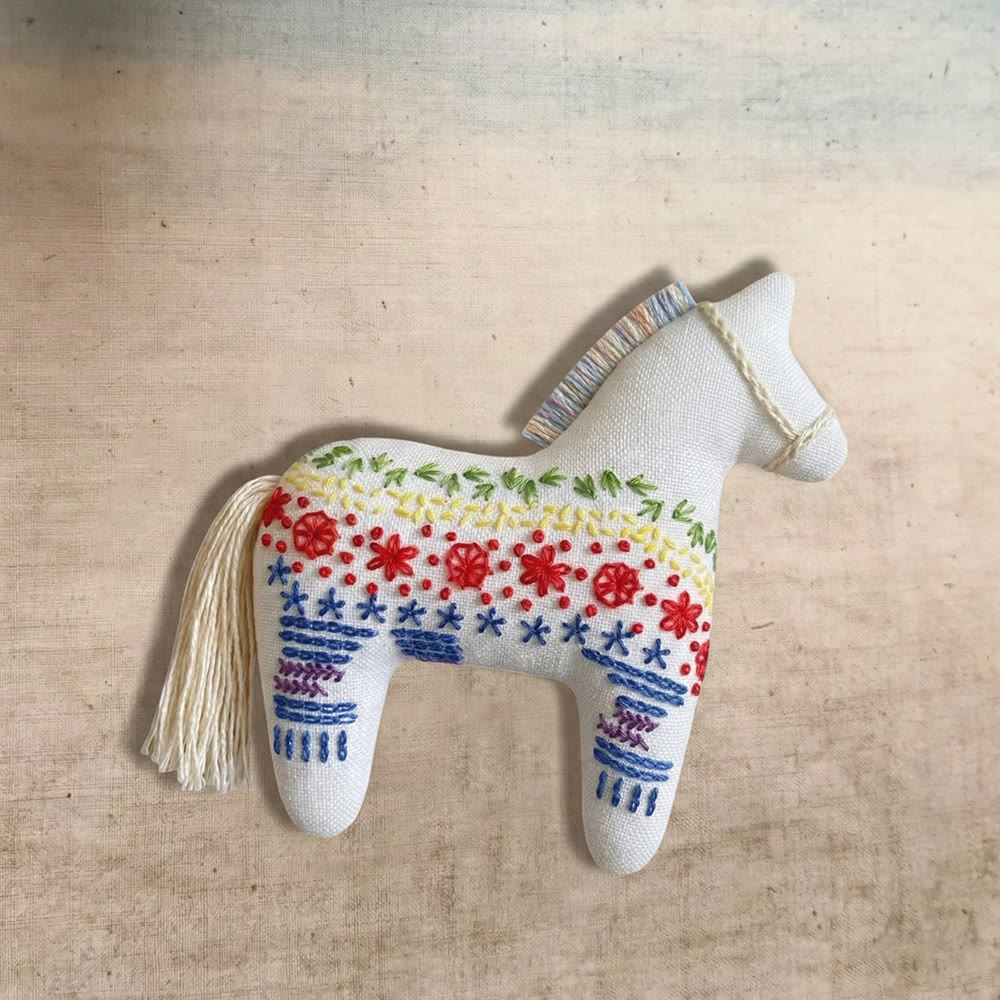 Rubbyoo Dala Horse Embroidery Kit - Tiny Flowers | Small Handmade Gift | Scandinavian Folk Art Ornament - image 8