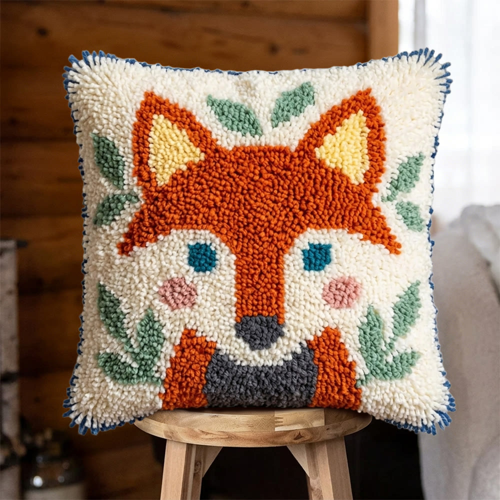 Rubbyoo Latch Hook Pillow Kit - Fox Design | Diy Home Decoration | Handmade Birthday Craft  - 43*43cm - image 1
