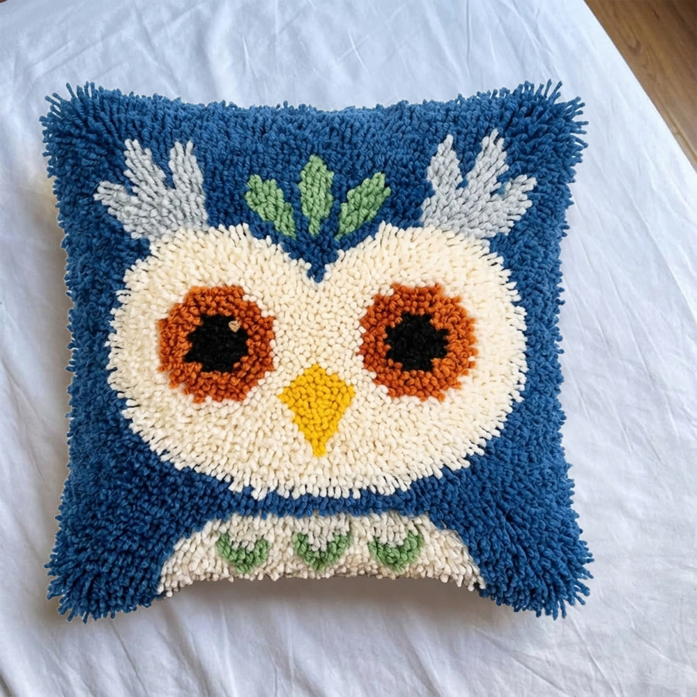 Rubbyoo Latch Hook Pillow Kit - Owl In Forest | Creative Yarn Craft | Handmade Art For Beginer - image 6