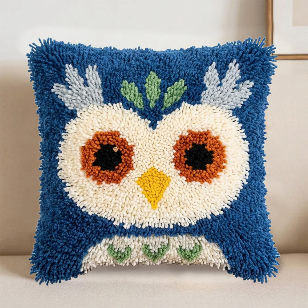 Rubbyoo Latch Hook Pillow Kit - Owl In Forest | Creative Yarn Craft | Handmade Art For Beginer - image 3