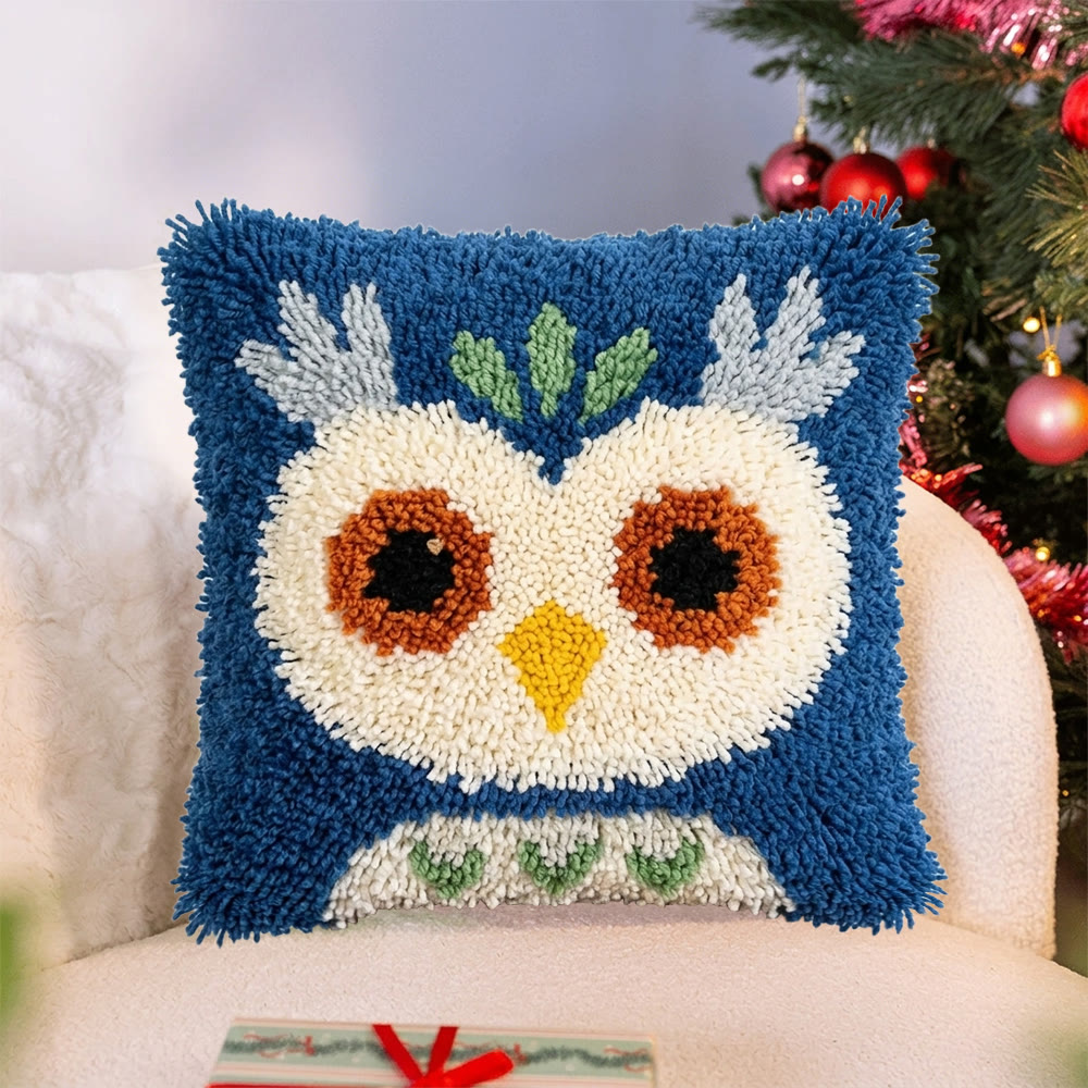 Rubbyoo Latch Hook Pillow Kit - Owl In Forest | Creative Yarn Craft | Handmade Art For Beginer - image 2