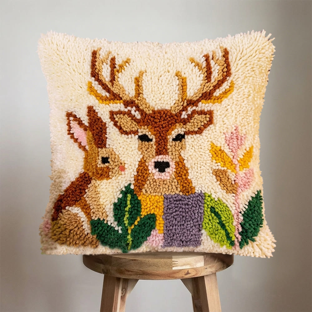 Rubbyoo Latch Hook Pillow Kit - The Deer And The Rabbit | Lovely Animal Handicraft | Decorative Cushion Cover  - image 3