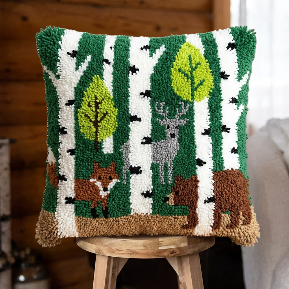 Rubbyoo Latch Hook Pillow Kit - Wild Jungle |  Unique Handmade Art | Decorative Cushion Case - 43*43cm - image 1
