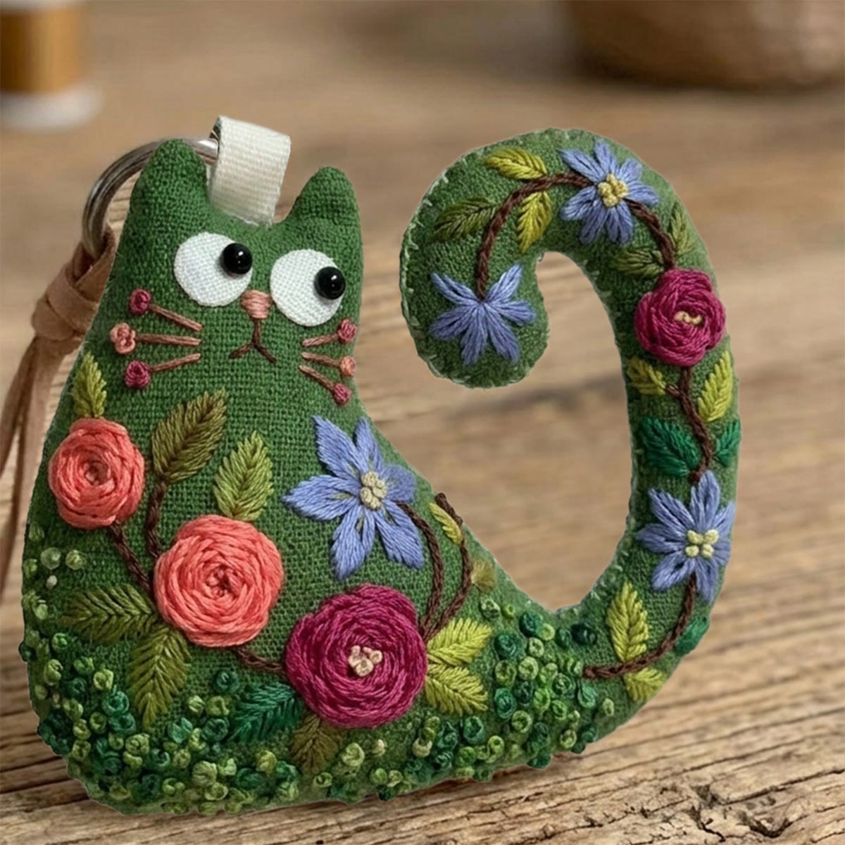 Rubbyoo Cat Embroidery Kit - Pink And Red Roses | Romantic Gift For Mom | Decorative Hanging Ornament - image 10