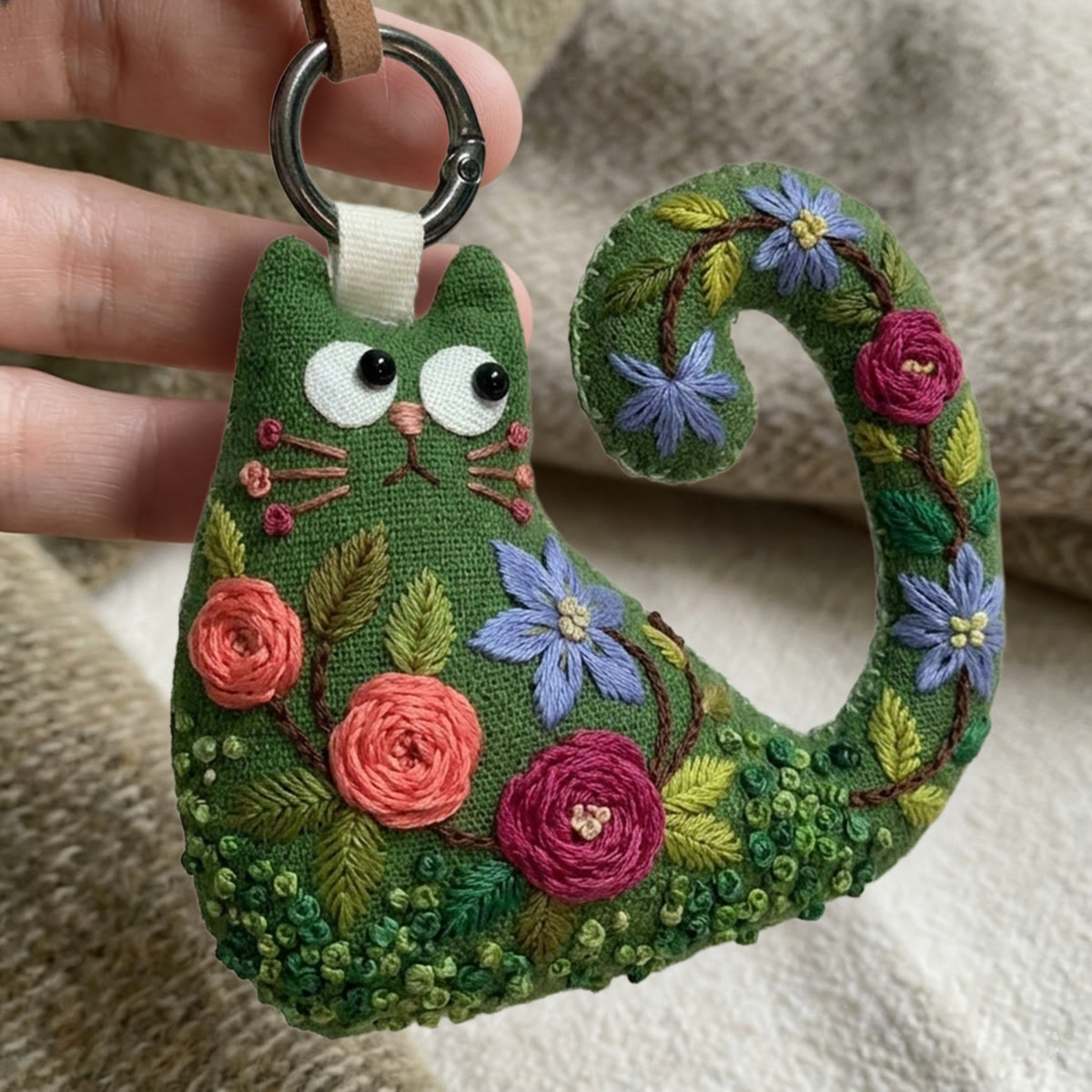 Rubbyoo Cat Embroidery Kit - Pink And Red Roses | Romantic Gift For Mom | Decorative Hanging Ornament - image 9