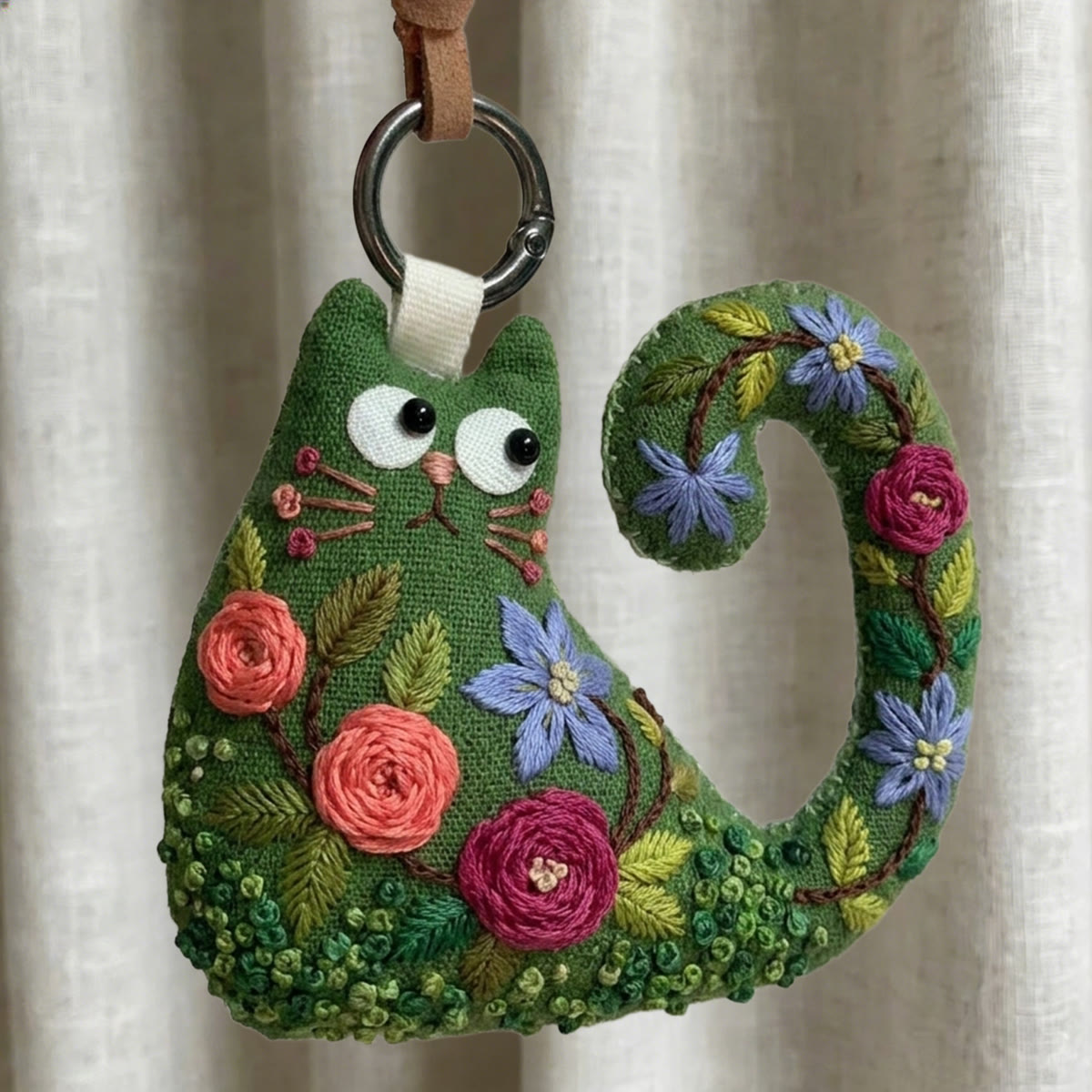 Rubbyoo Cat Embroidery Kit - Pink And Red Roses | Romantic Gift For Mom | Decorative Hanging Ornament - image 8