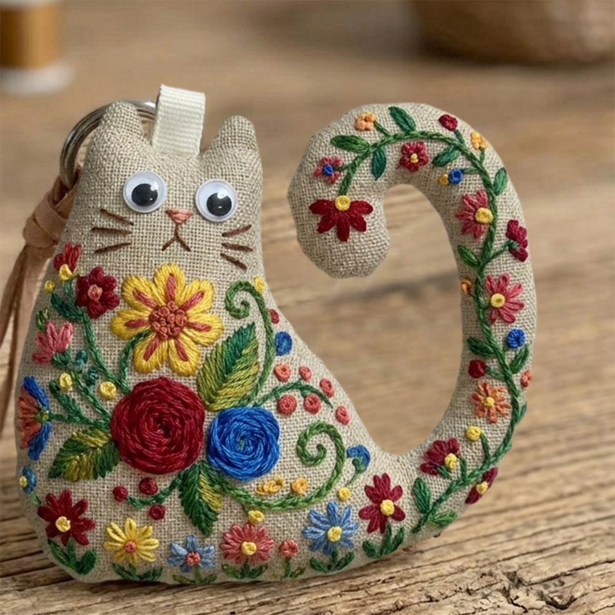 Rubbyoo Cat Embroidery Kit - Red Rose And Blue Daisy | Personalized Gift For Her | Nursery Wall Decor - image 10