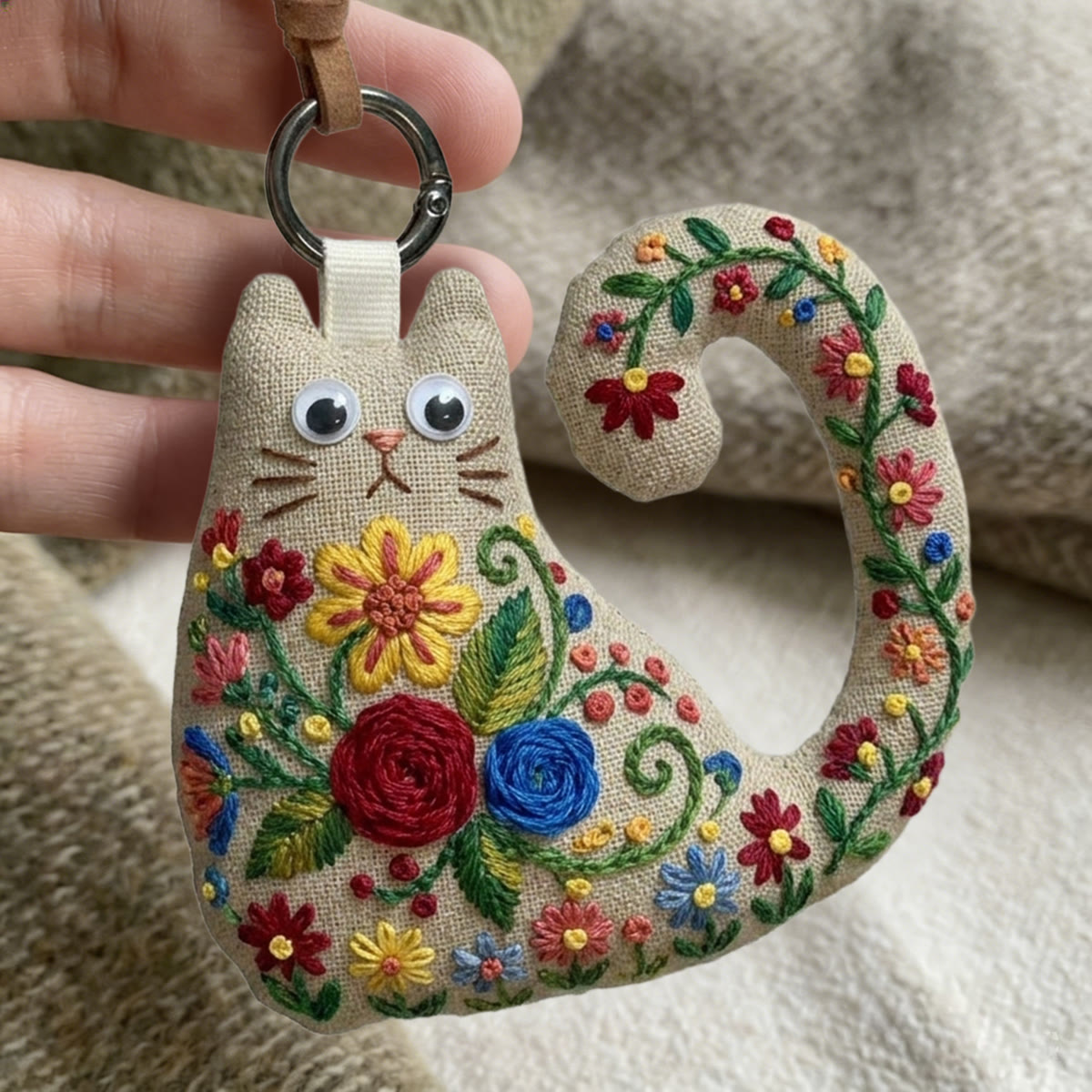 Rubbyoo Cat Embroidery Kit - Red Rose And Blue Daisy | Personalized Gift For Her | Nursery Wall Decor - image 5