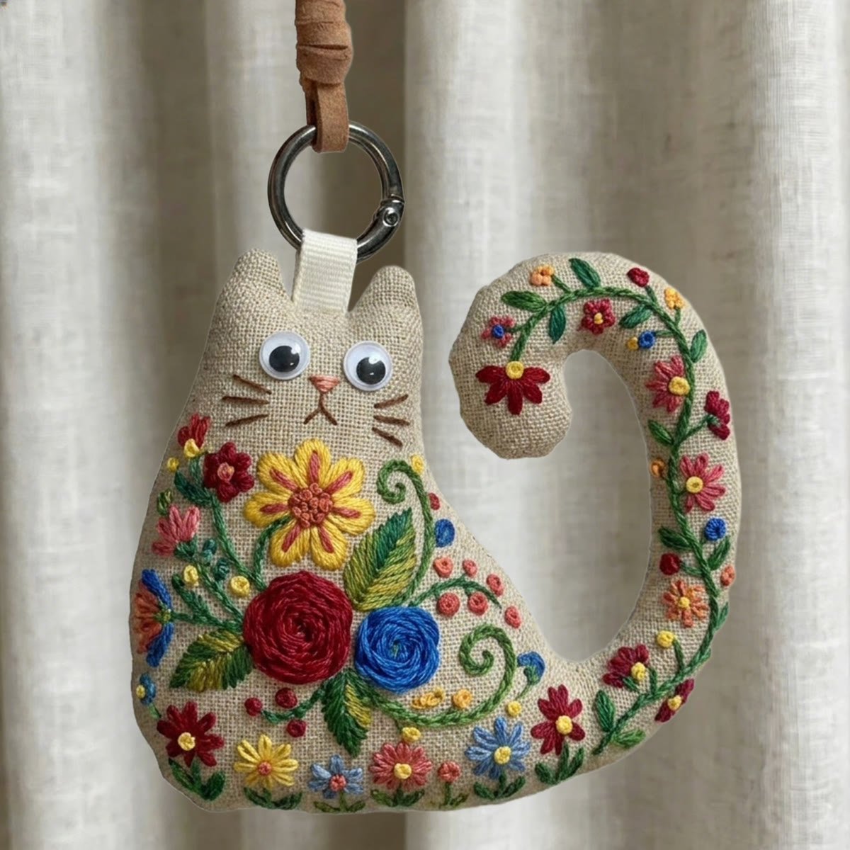 Rubbyoo Cat Embroidery Kit - Red Rose And Blue Daisy | Personalized Gift For Her | Nursery Wall Decor - image 9