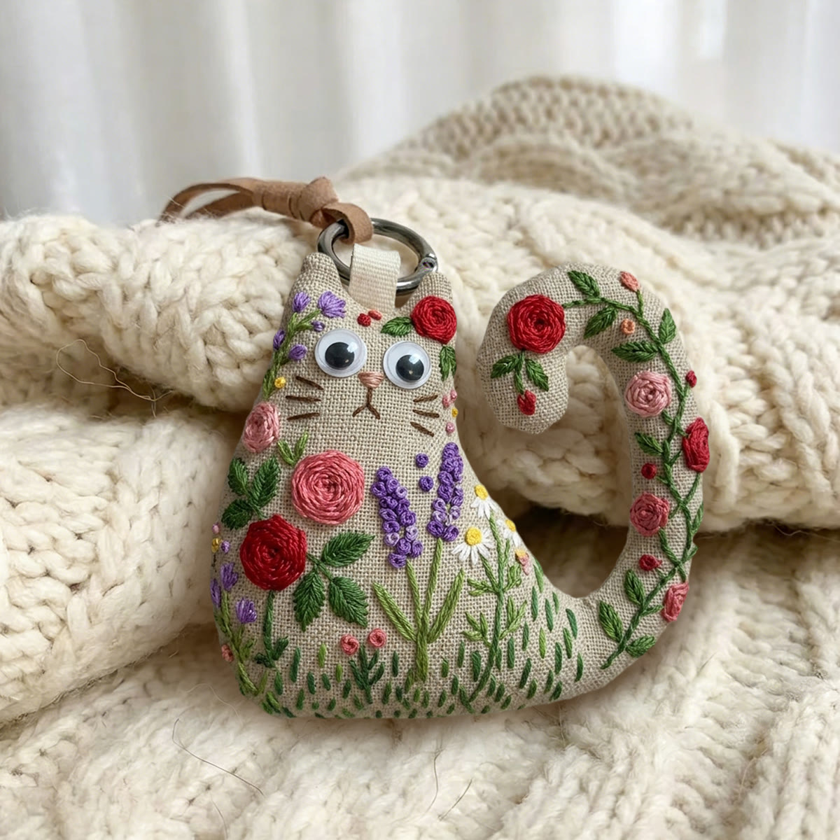 Rubbyoo Cat Embroidery Kit - Lavender And Roses | Mother's Day Keepsake | Vintage Shabby Chic Decor - image 2