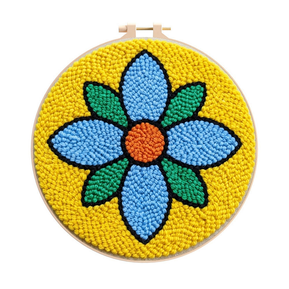 Vivid Petal Punch Needle Kit - Easy Handmade Art | Unique Wall Hanging  - 8 inch Hoop Kit - image 1