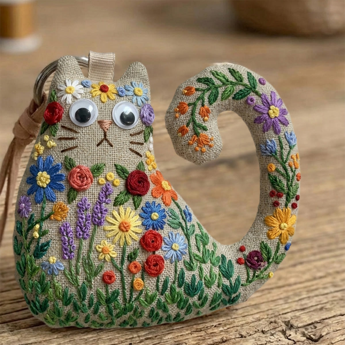 Rubbyoo Cat Embroidery Kit - Wildflower Meadow Design | Diy Hand-stitched Gift | Boho Chic Accessory - image 10