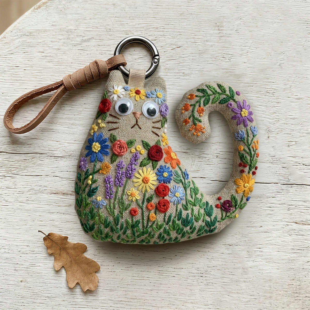 Rubbyoo Cat Embroidery Kit - Wildflower Meadow Design | Diy Hand-stitched Gift | Boho Chic Accessory - image 7