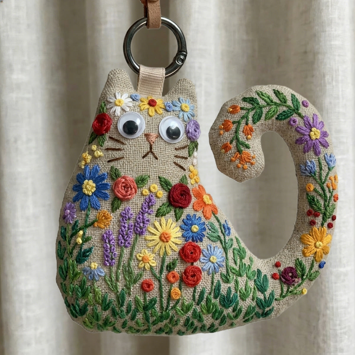 Rubbyoo Cat Embroidery Kit - Wildflower Meadow Design | Diy Hand-stitched Gift | Boho Chic Accessory - image 8